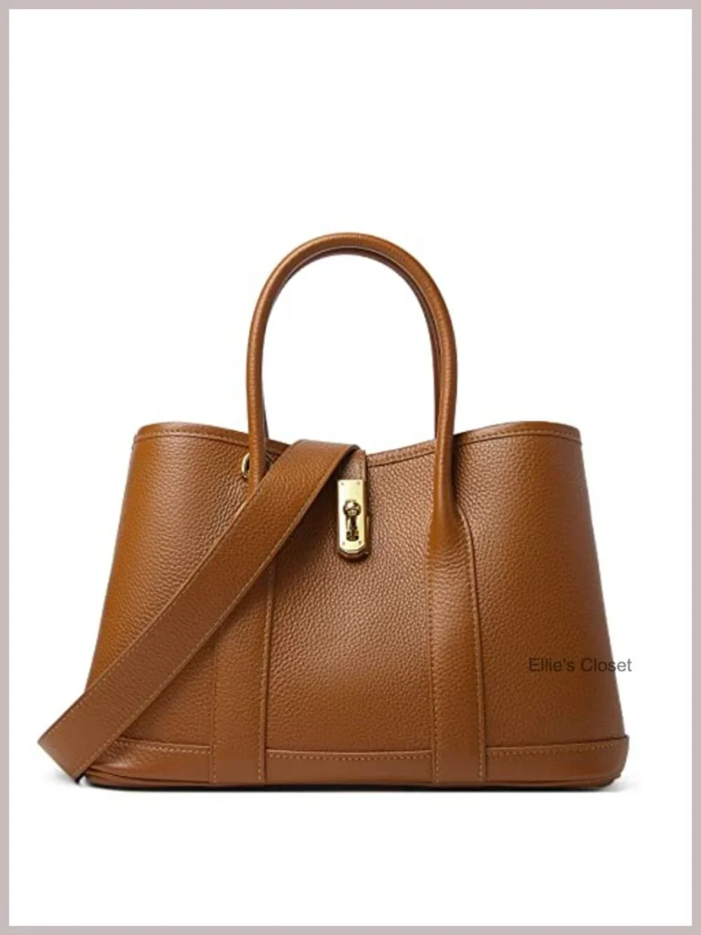 Full Grain Cowhide Leather Top Handle Satchel Bag Tote for Women with Twist Lock